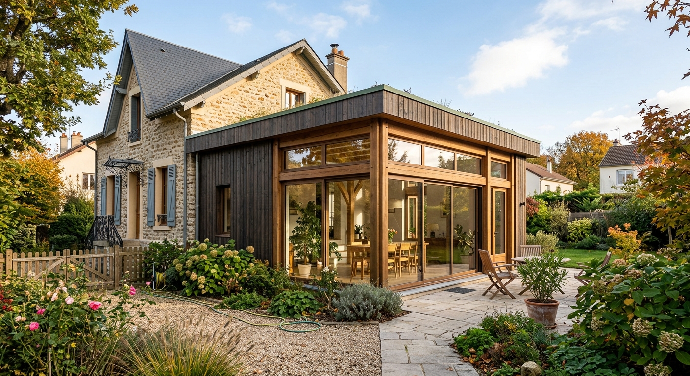 Superbe extension de maison moderne à Courtry réalisée par VERANDA Design